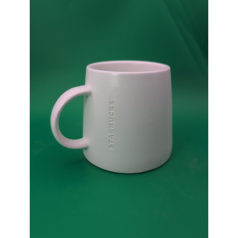 STARBUCKS Matte White Mug Ceramic 2014 Embossed Coffee Cup 16 oz Minimalist